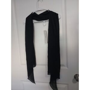La Palapa Black Sheer Chiffon Scarf 20x76 Made in USA‎ Lightweight Elegant